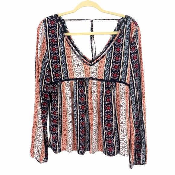 Abercrombie & Fitch Mixed Print Boho Peasant Top - Picture 1 of 7